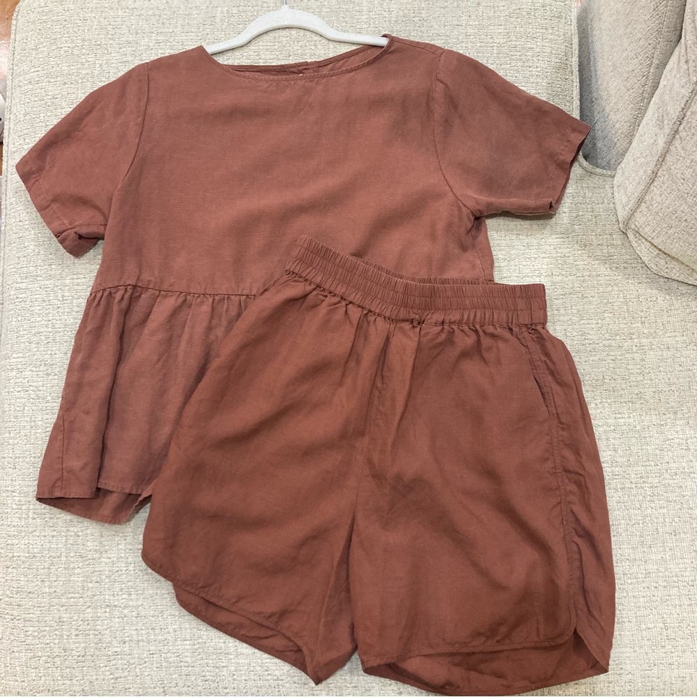 Tradlands mauve linen/tencel matching  set